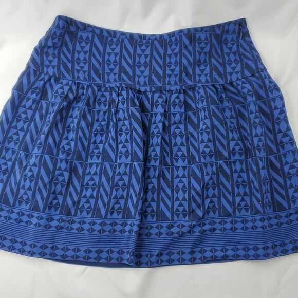 SILK 6 8 MADEWELL BLACK BLUE geometric print lined preppy mini SKIRT medium - Picture 5 of 11